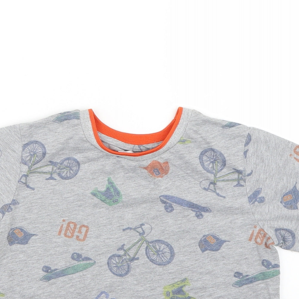 M&Co Boys Grey Geometric  Basic T-Shirt Size 7-8 Years