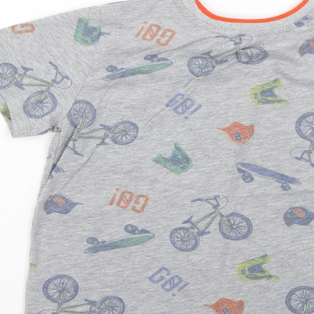M&Co Boys Grey Geometric  Basic T-Shirt Size 7-8 Years