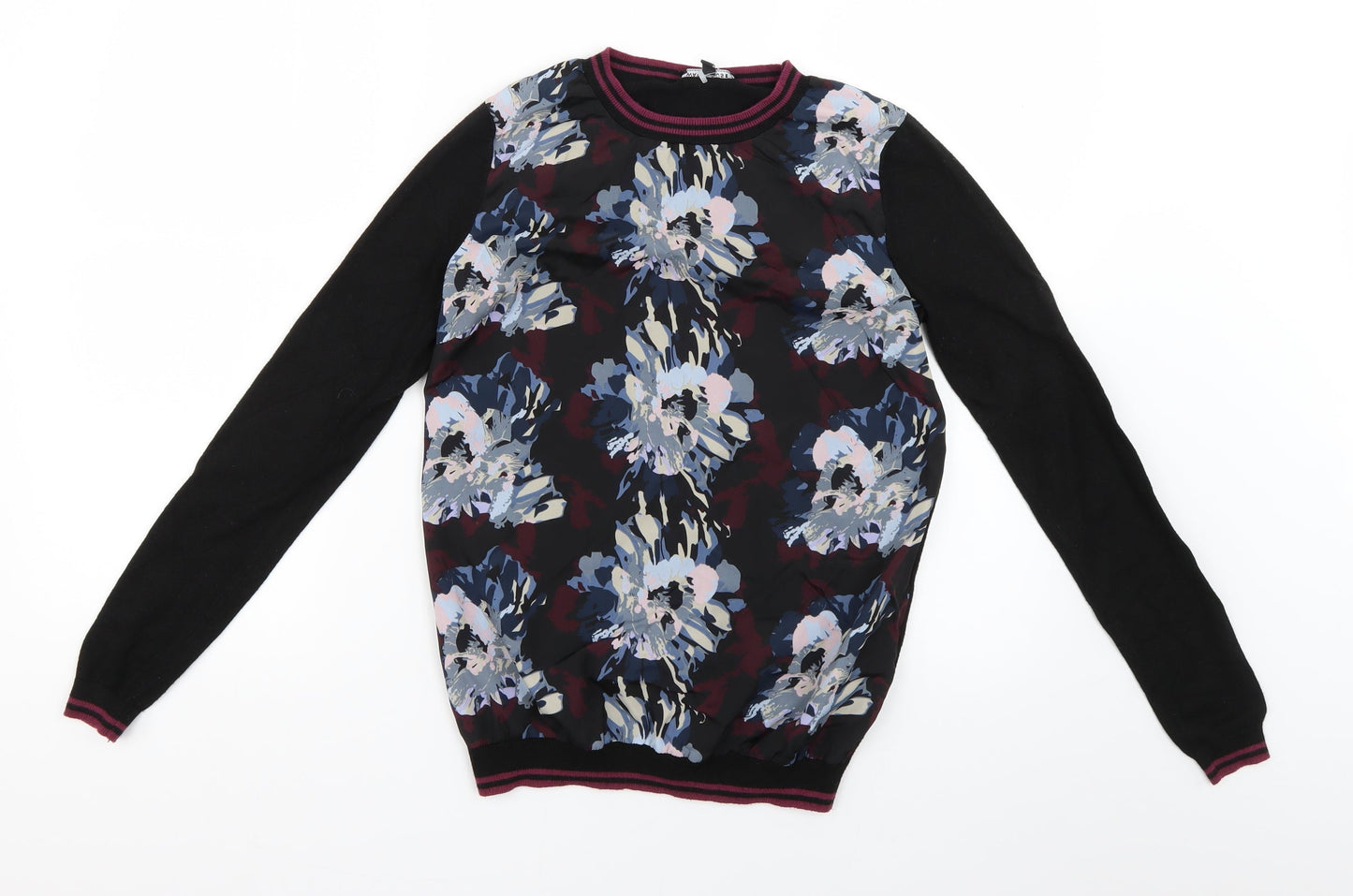 Warehouse Womens Black Floral  Pullover Jumper Size 6