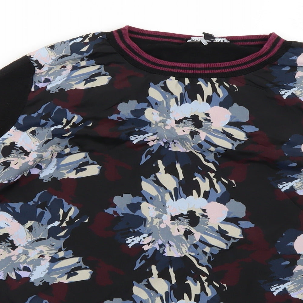 Warehouse Womens Black Floral  Pullover Jumper Size 6