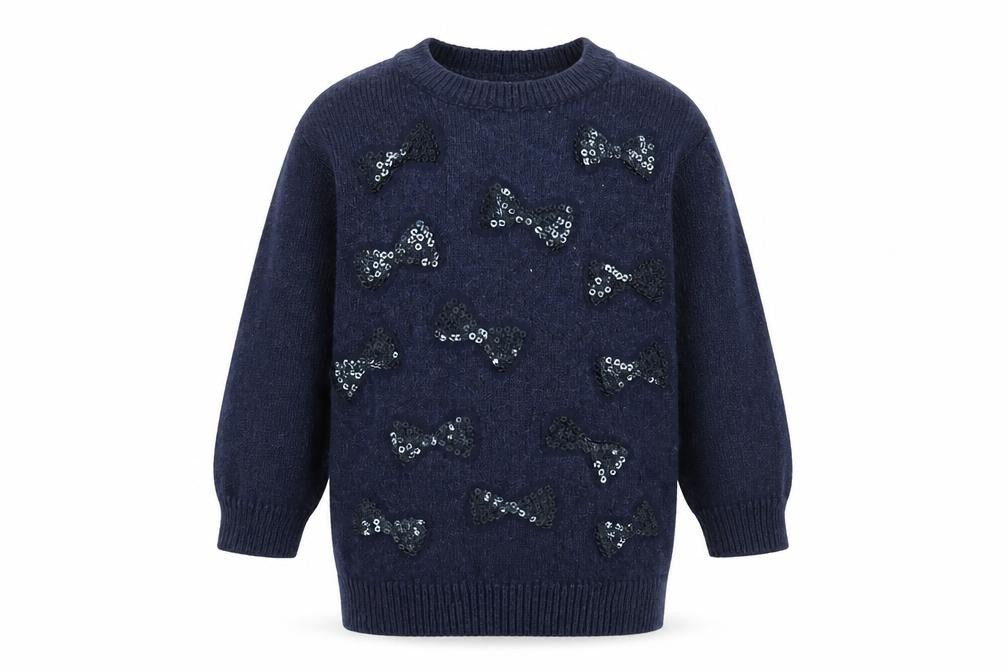 Front view of Next girls’ blue jumper, size 6-9, months