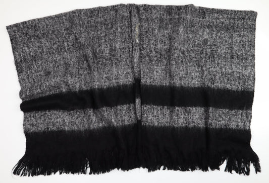 Preworn Womens Black Striped  Overcoat Poncho One Size  - Mohair effect