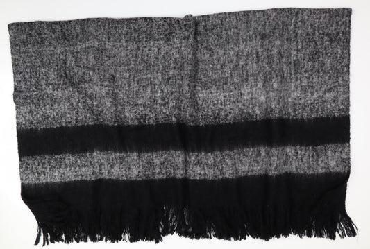 Preworn Womens Black Striped  Overcoat Poncho One Size  - Mohair effect