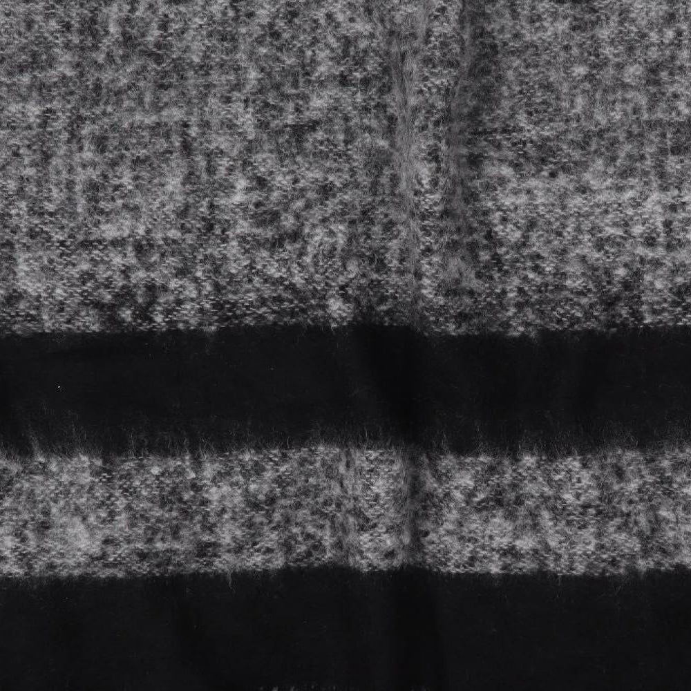 Preworn Womens Black Striped  Overcoat Poncho One Size  - Mohair effect
