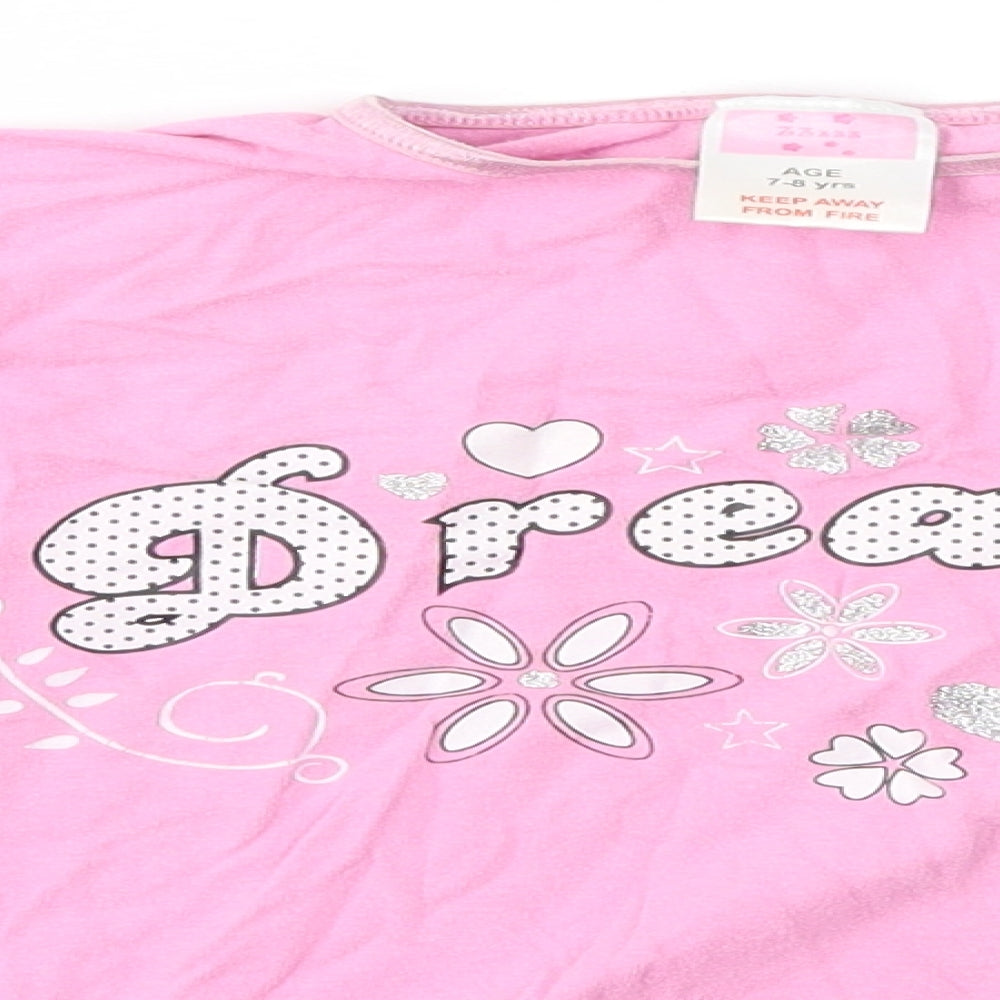 Preworn Girls Pink Solid  Top Pyjama Top Size 7-8 Years  - DREAMY