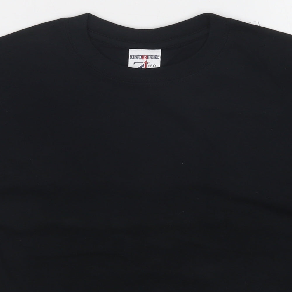 JERZEES Girls Black   Basic T-Shirt Size 9-10 Years