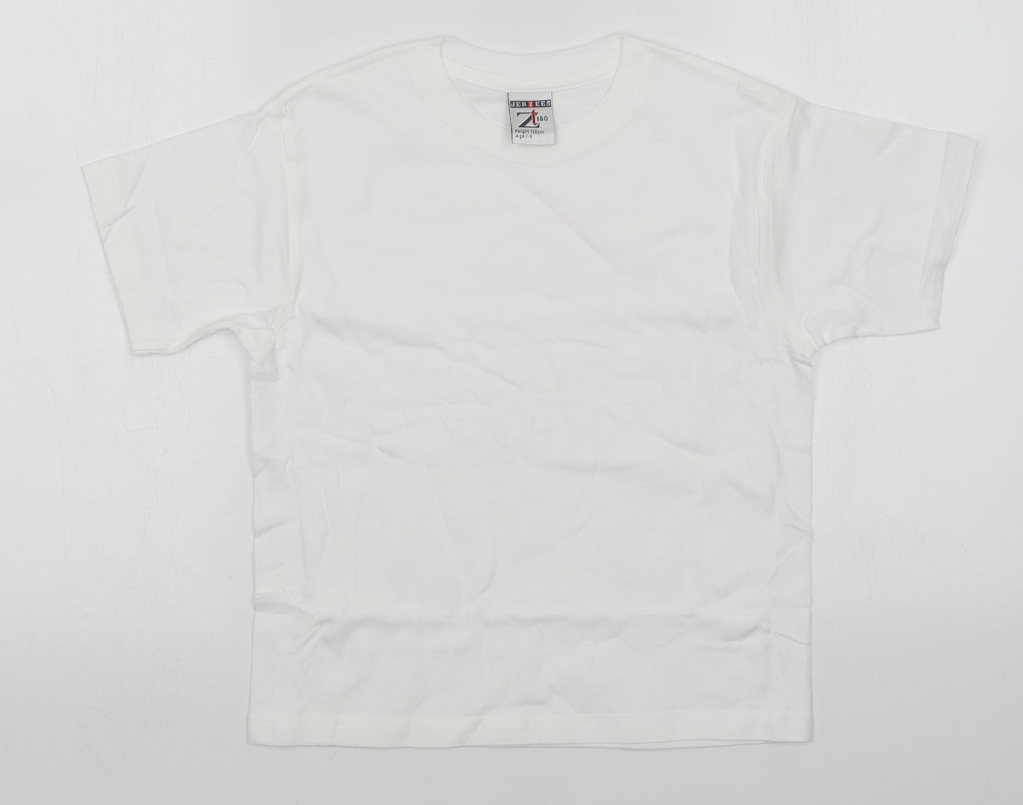 JERZEES Girls White   Basic T-Shirt Size 7-8 Years