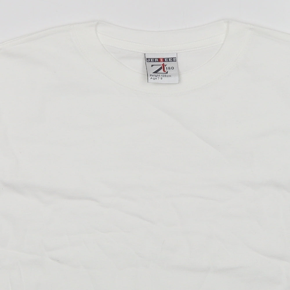 JERZEES Girls White   Basic T-Shirt Size 7-8 Years
