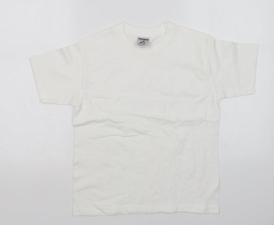 JERZEES Boys White   Basic T-Shirt Size 9-10 Years
