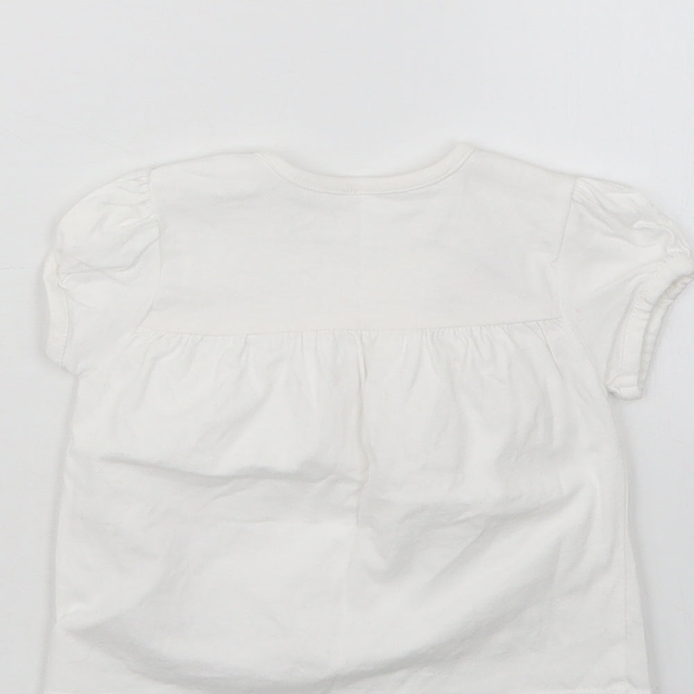 Nutmeg Girls White   Basic T-Shirt Size 3-6 Months