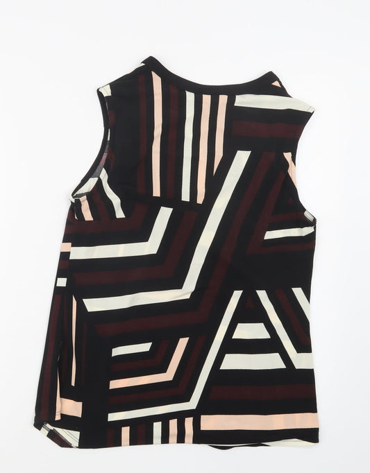 Wallis Womens Black Geometric  Basic Blouse Size S