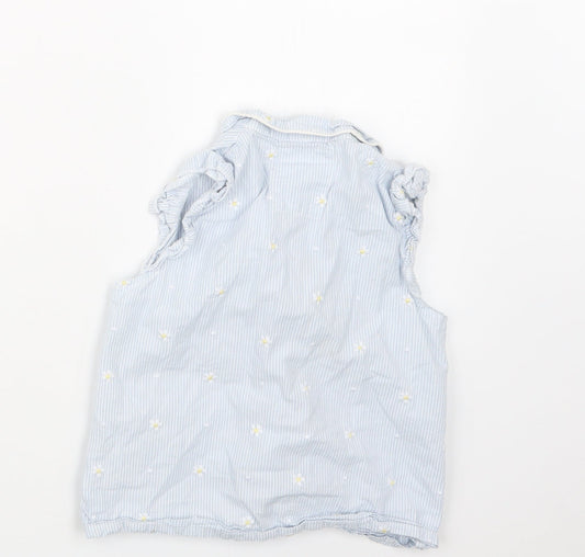 TU Girls Blue Striped  Top Pyjama Top Size 6-7 Years