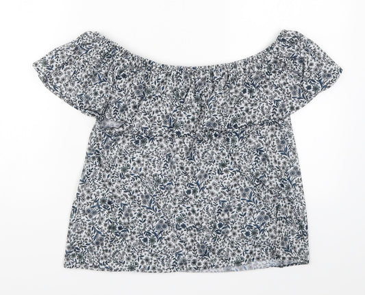 H&M Womens Beige Floral  Basic T-Shirt Size S