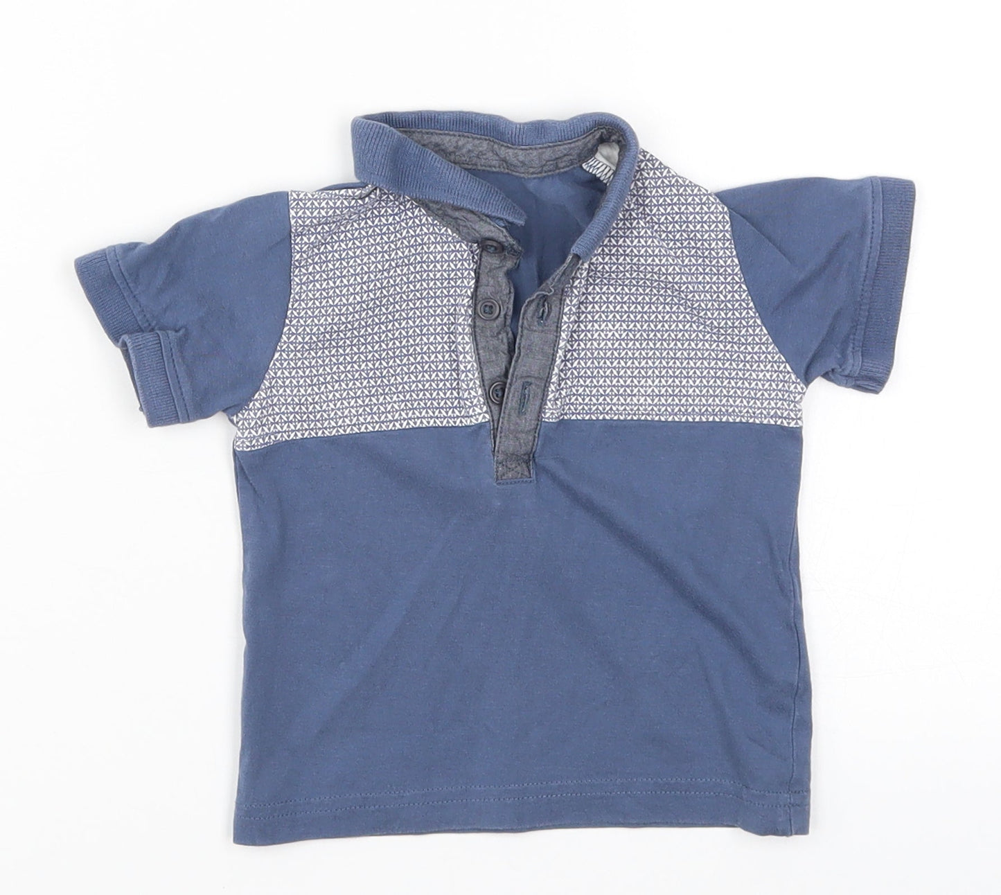 Matalan Boys Blue Geometric  Basic Polo Size 6-9 Months