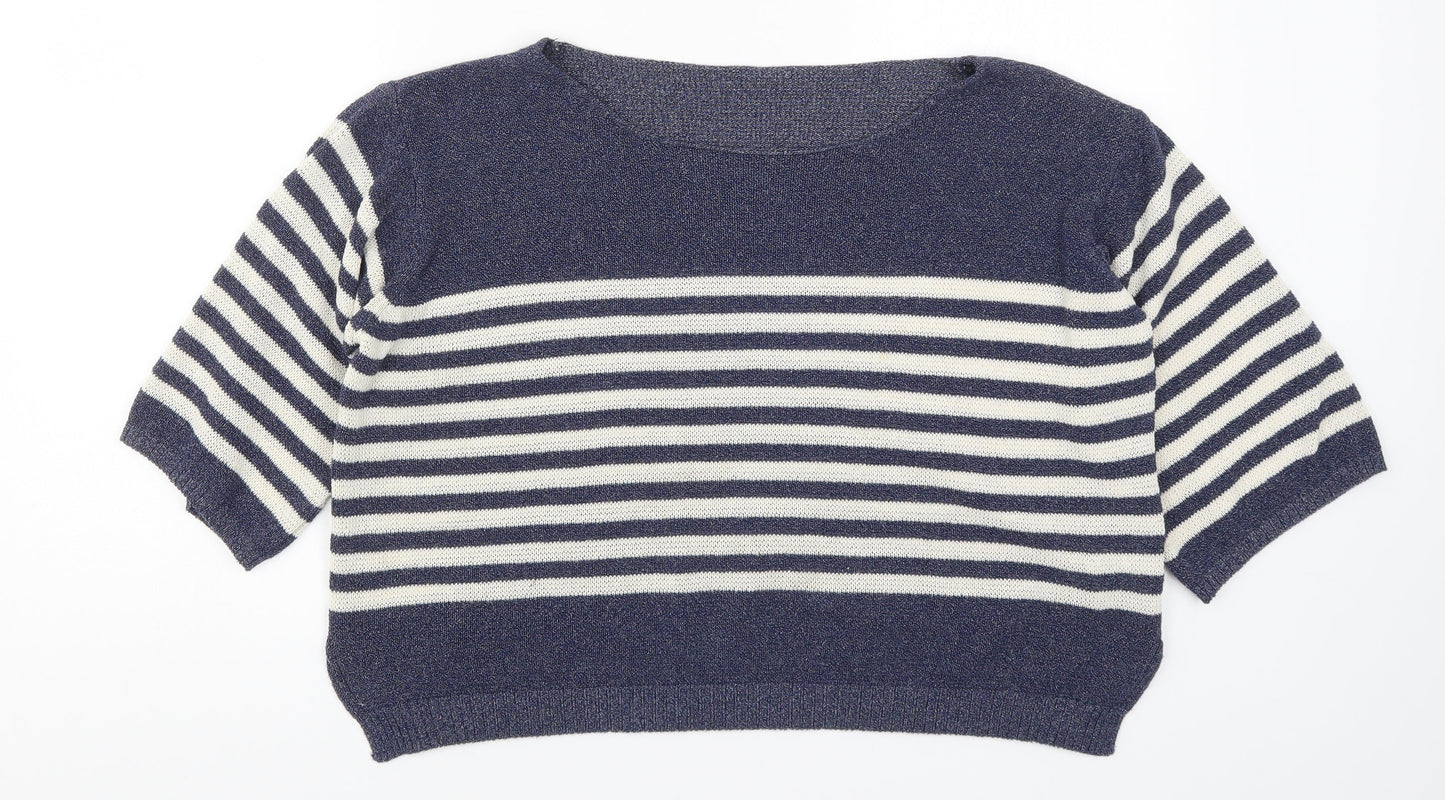 Preworn Womens Blue Striped Knit Pullover Jumper Size S
