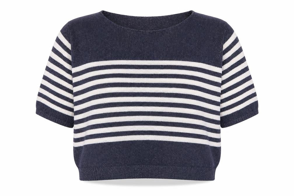 Preworn Womens Blue Striped Knit Pullover Jumper Size S