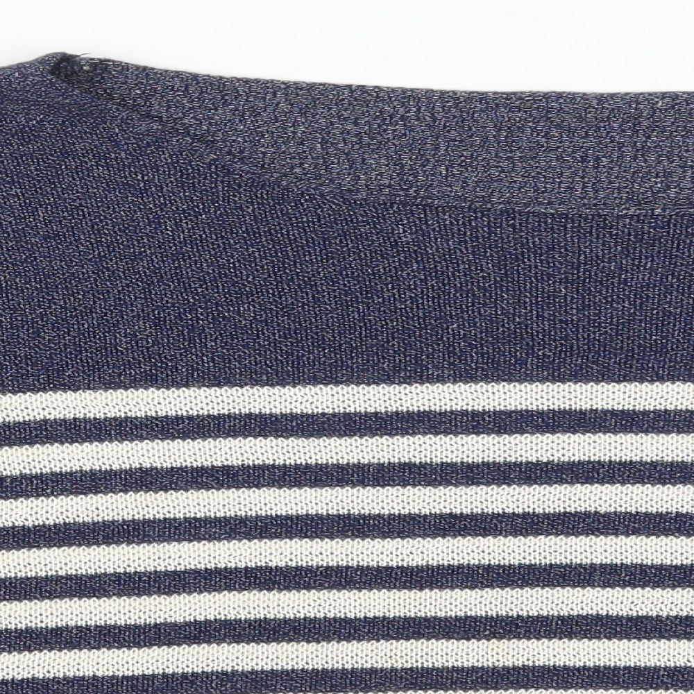 Preworn Womens Blue Striped Knit Pullover Jumper Size S