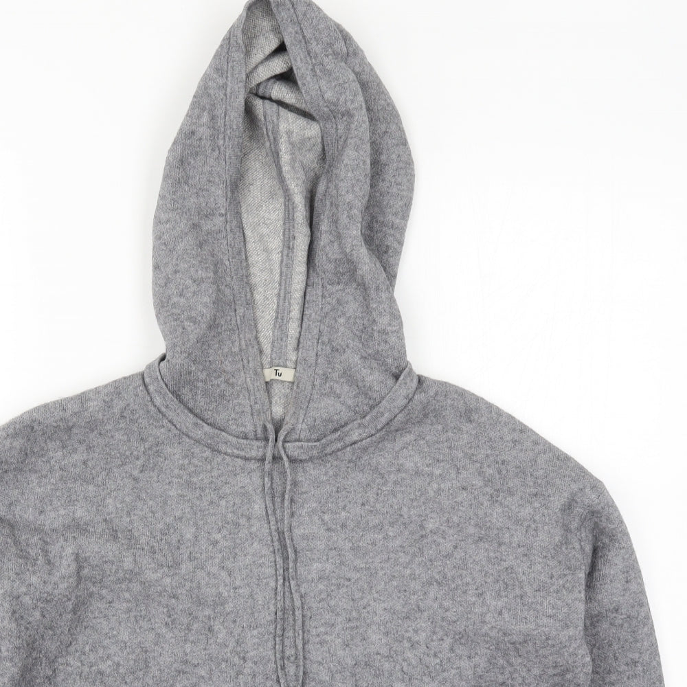 TU Womens Grey  Knit Pullover Hoodie Size 10