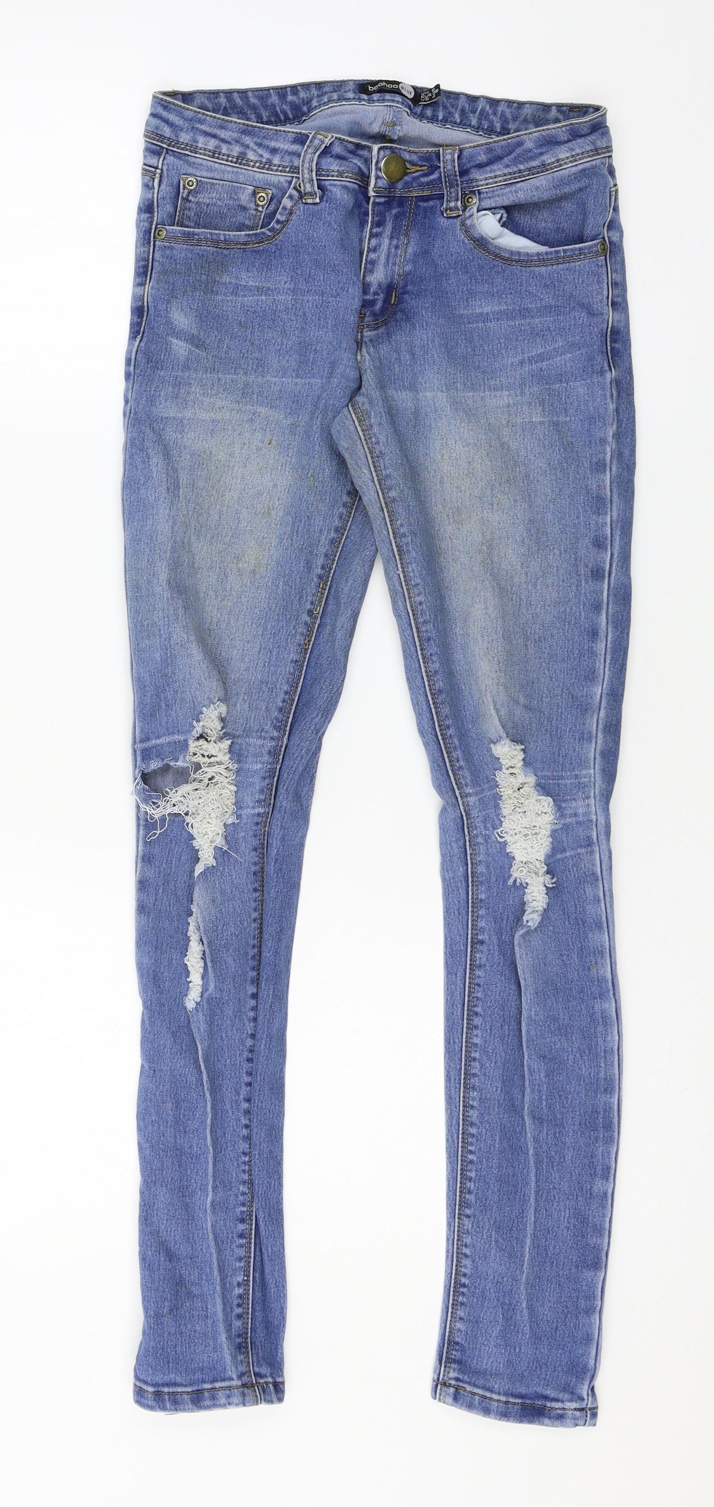 Boohoo Womens Blue  Denim Skinny Jeans Size 8 L28 in