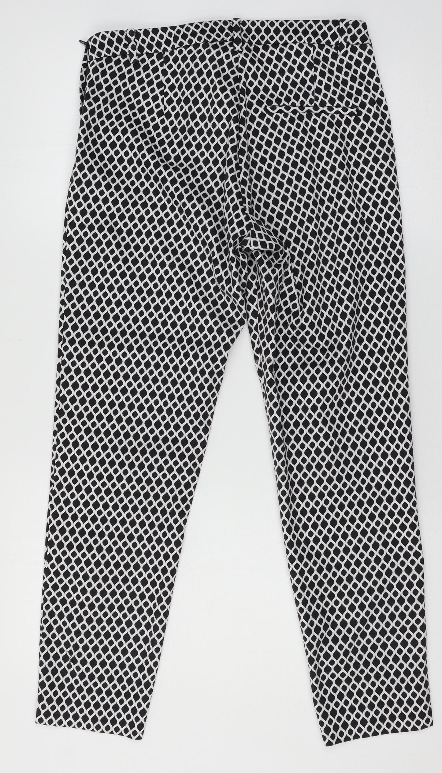 H&M Womens Black Geometric  Trousers  Size 10 L27 in