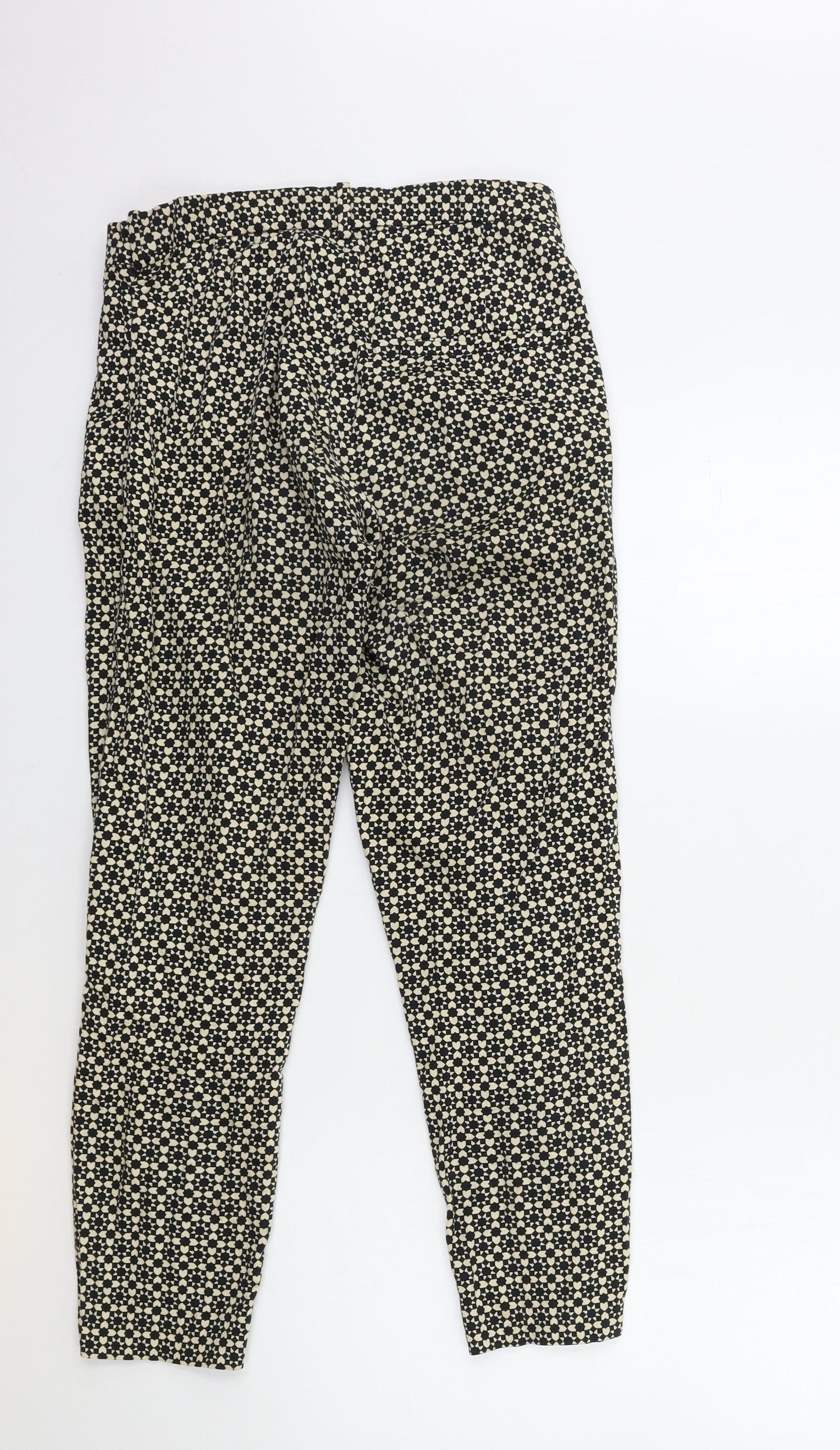 H&M Womens Beige Geometric  Trousers  Size 12 L25 in