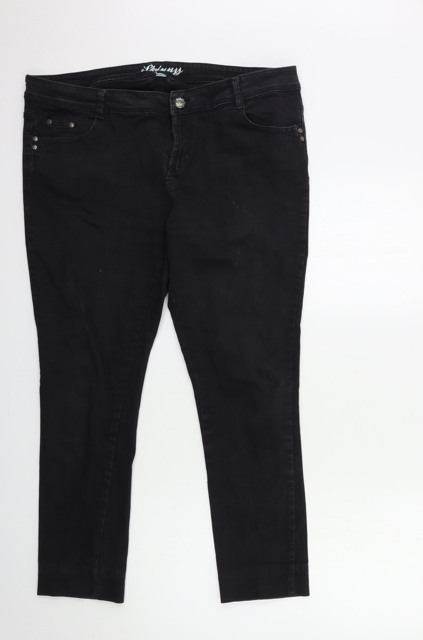 Preworn Womens Black  Denim Skinny Jeans Size 38 in L28 in