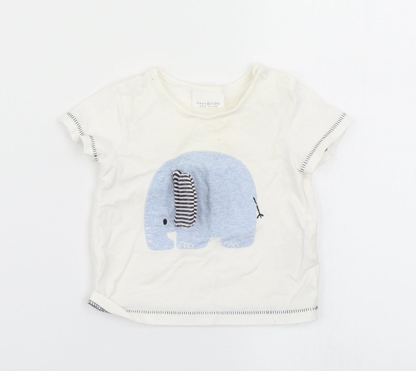 NEXT Baby White   Basic T-Shirt Size 0-3 Months  - elephant