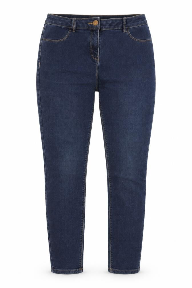 Front view of /Denim women’s blue denim straight jeans, size UK 12, 26-inch leg