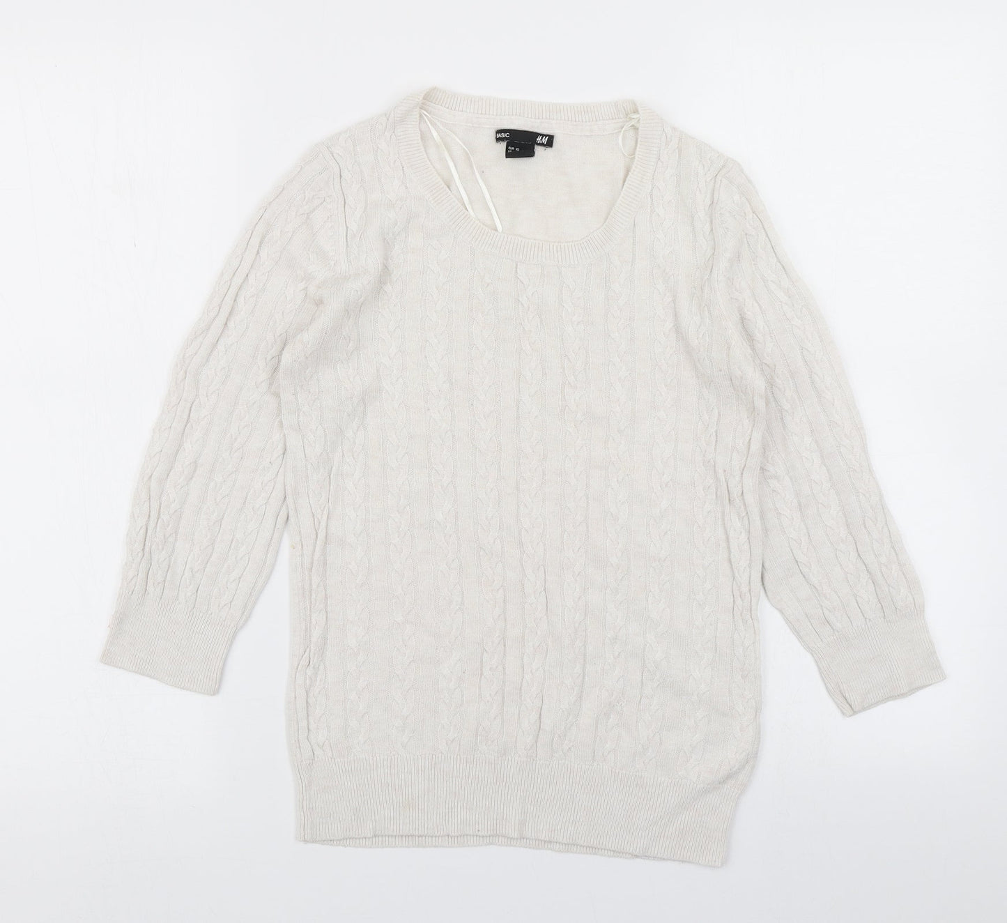 H&M Womens White  Knit Pullover Jumper Size XS