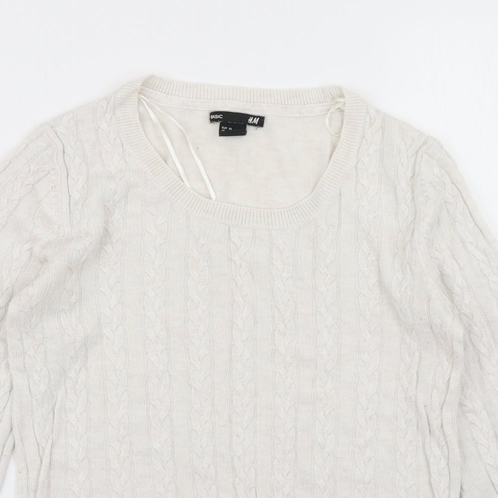 H&M Womens White  Knit Pullover Jumper Size XS