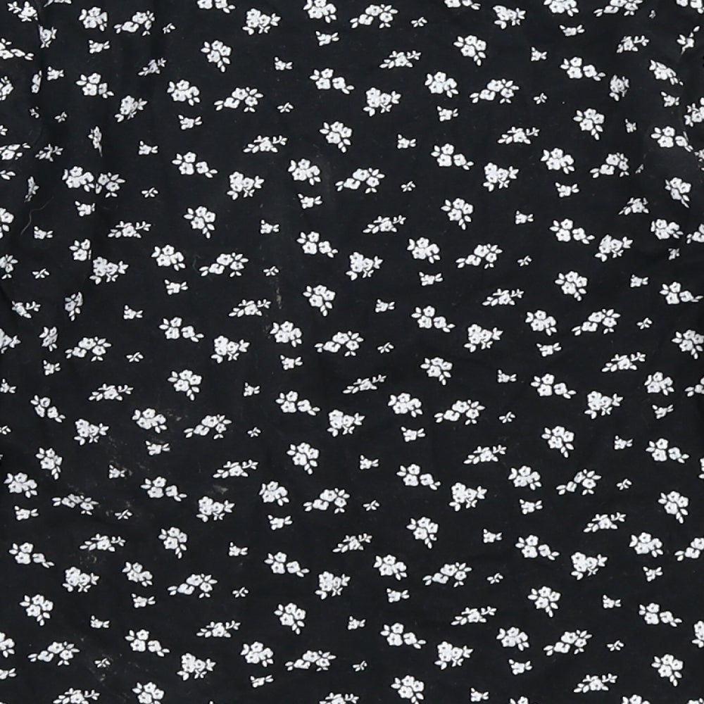 YD Girls Black Floral  Basic T-Shirt Size 7-8 Years