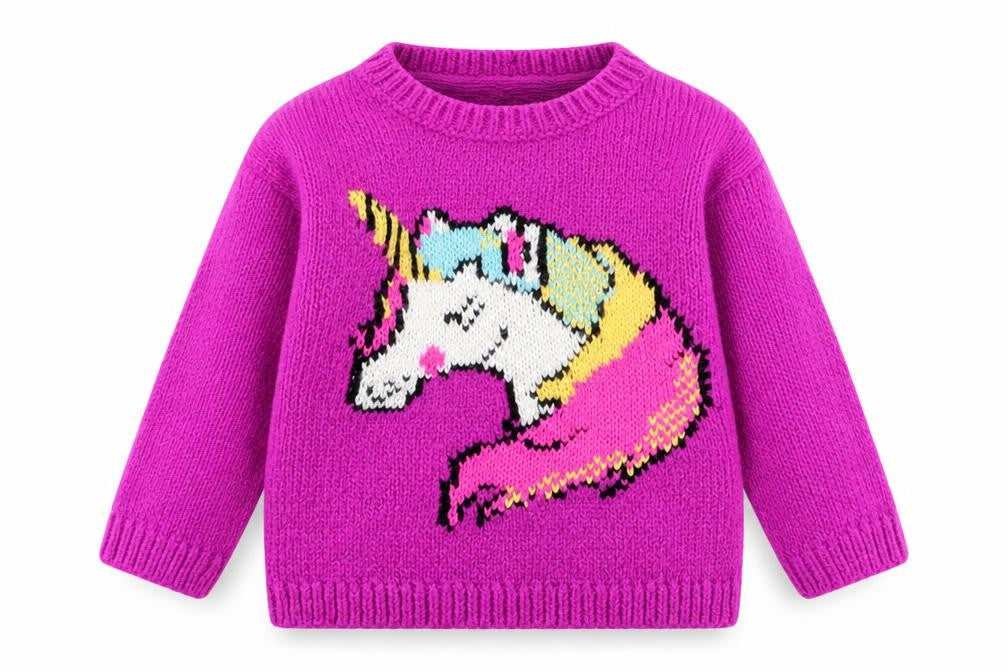 Front view of Next girls’ purple jumper, size 3-6, months
