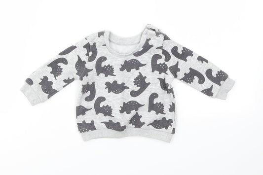 Matalan Boys Grey Animal Print  Pullover Jumper Size 0-3 Months