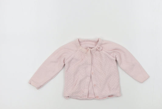 Nutmeg Girls Pink Colourblock  Cardigan Jumper Size 3-6 Months