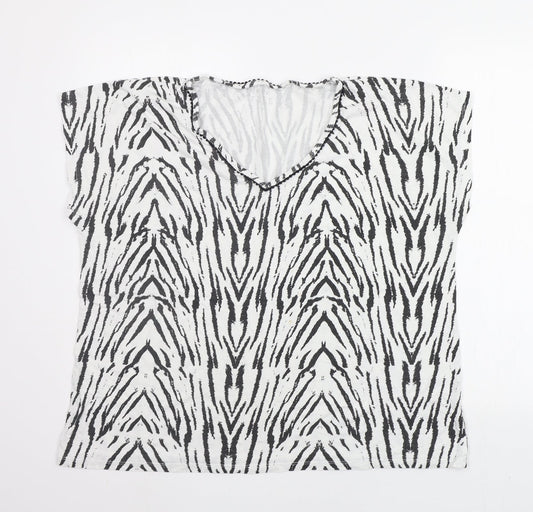 Love Tees Womens Black Animal Print  Top Pyjama Top Size 20