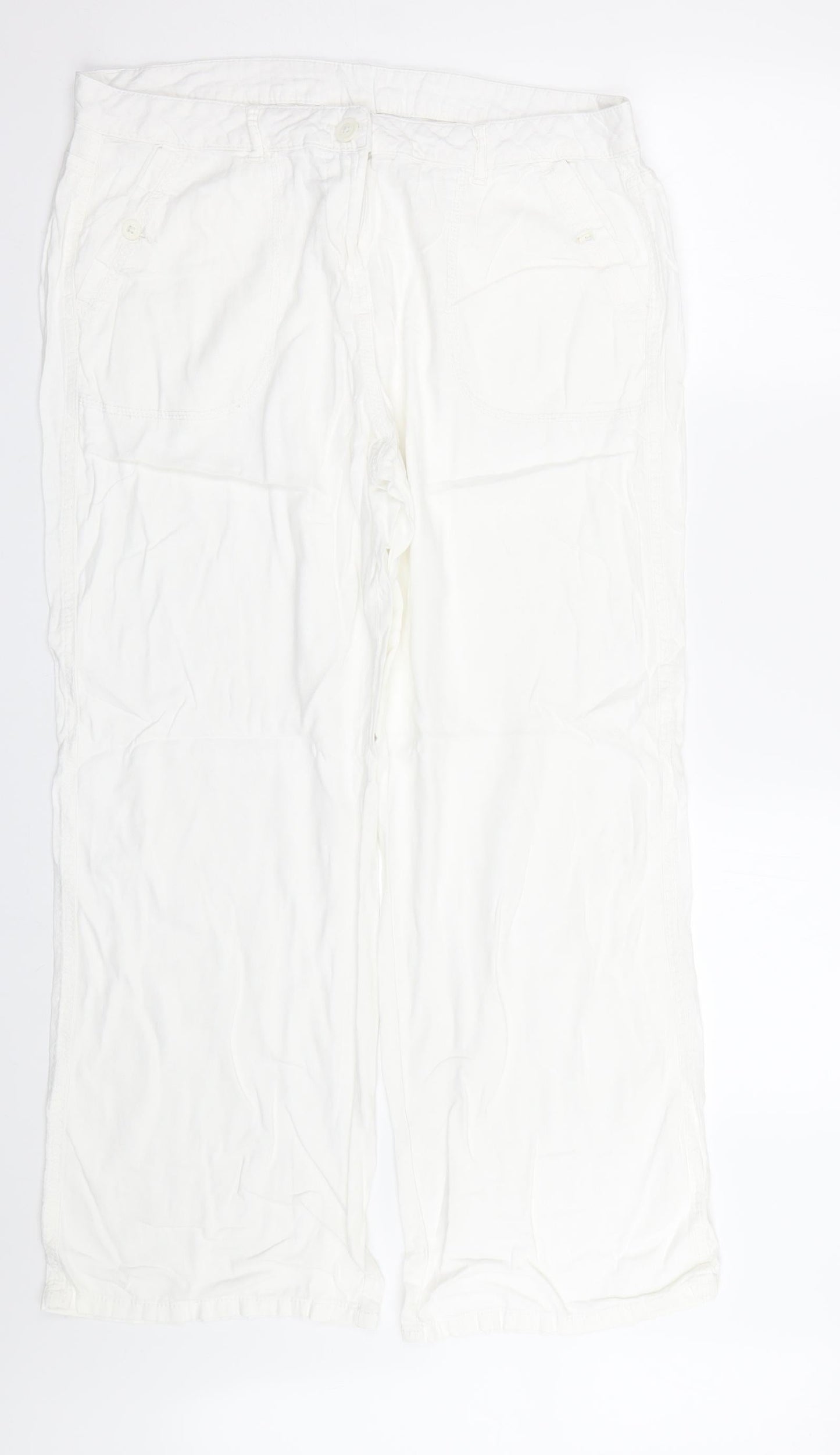 M&S Womens White   Trousers  Size 16 L27 in