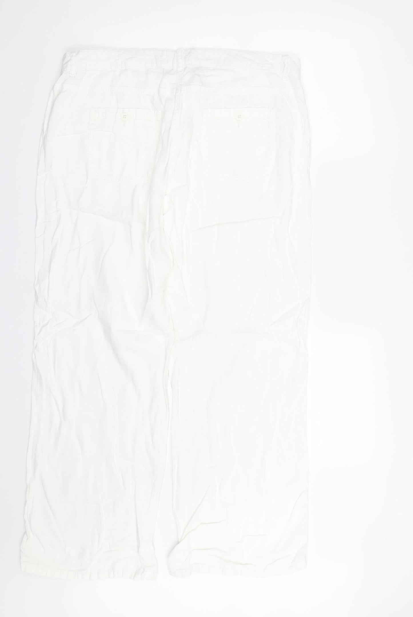 M&S Womens White   Trousers  Size 16 L27 in