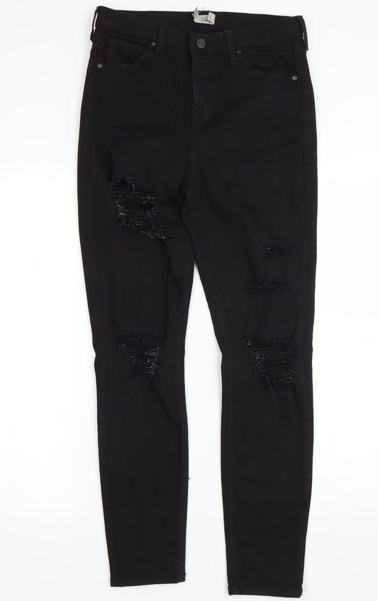 Topshop Womens Black  Denim Skinny Jeans Size 30 L27 in
