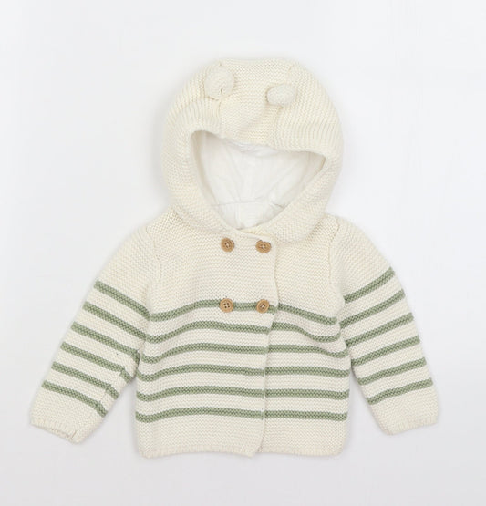 Primark Baby Ivory Striped  Cardigan Jumper Size 6-9 Months