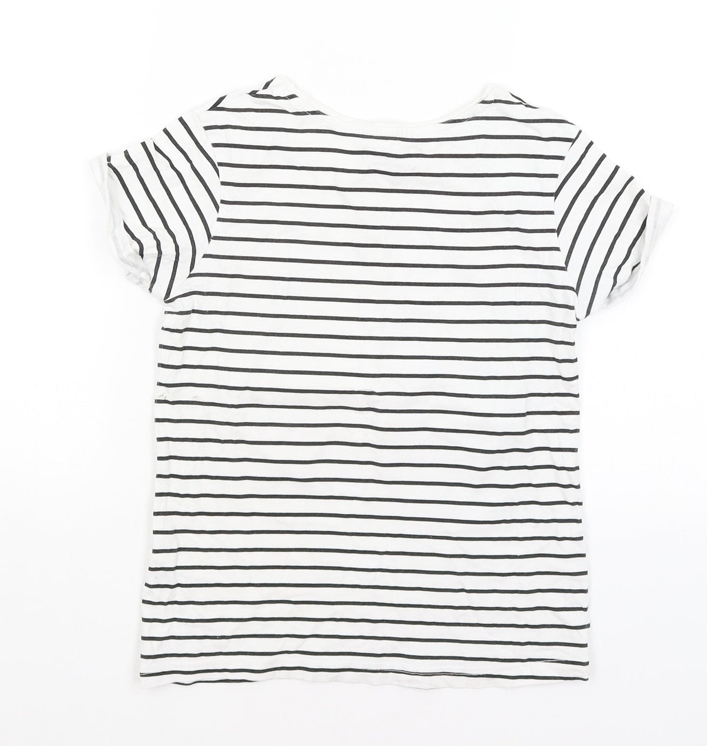 Primark Girls White Striped  Basic T-Shirt Size 9-10 Years  - Embrace Your Inner Unicorn