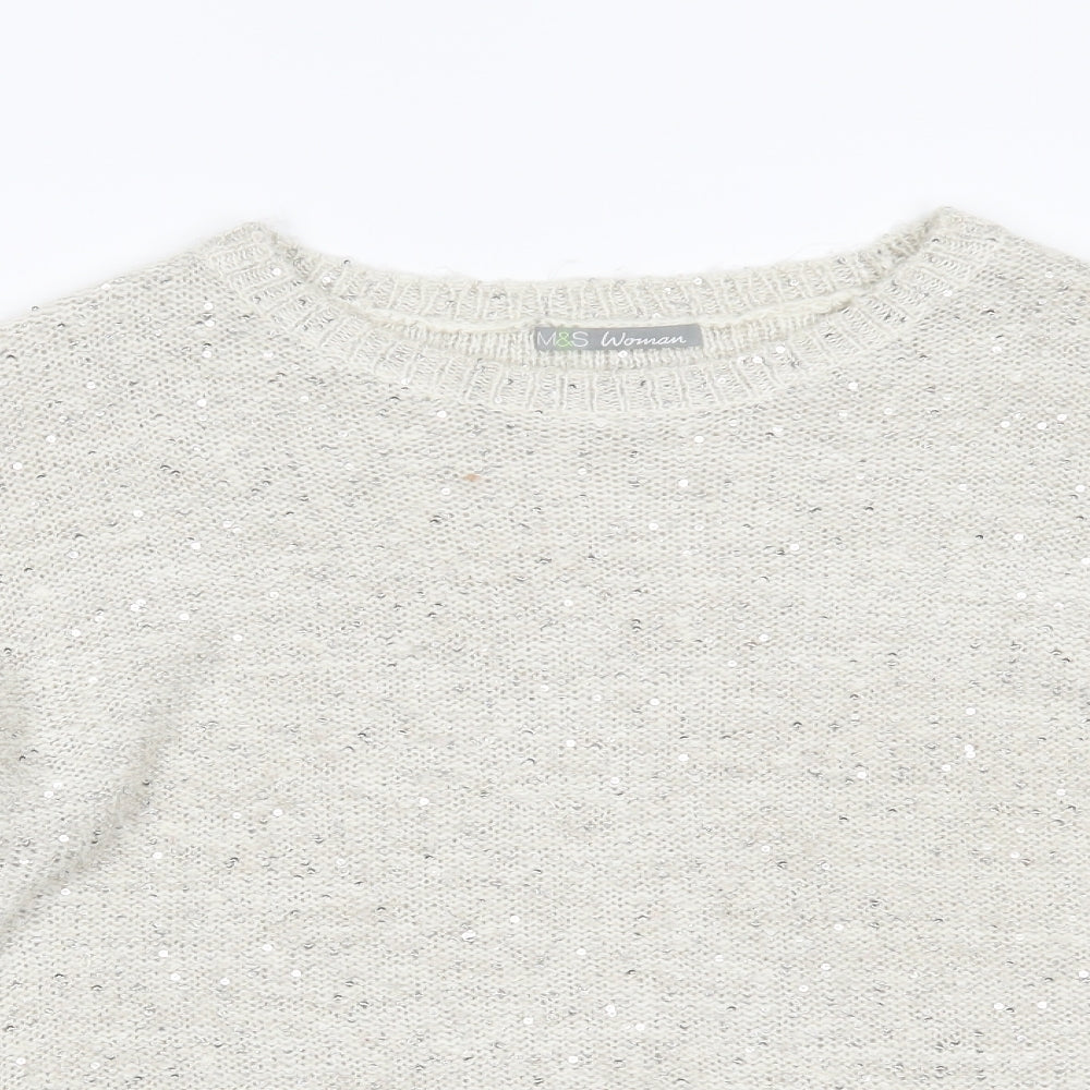 Marks and Spencer Womens Ivory   Pullover Jumper Size 14