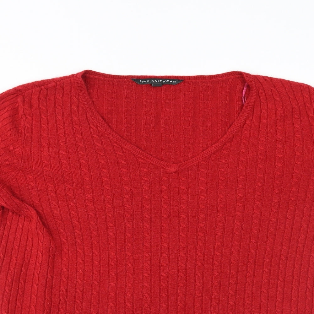 Love Knitwear Womens Red   Pullover Jumper Size 16