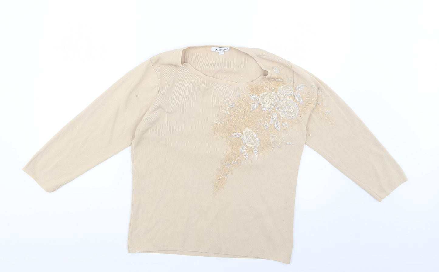 fay louise Womens Beige Floral  Pullover Jumper Size L