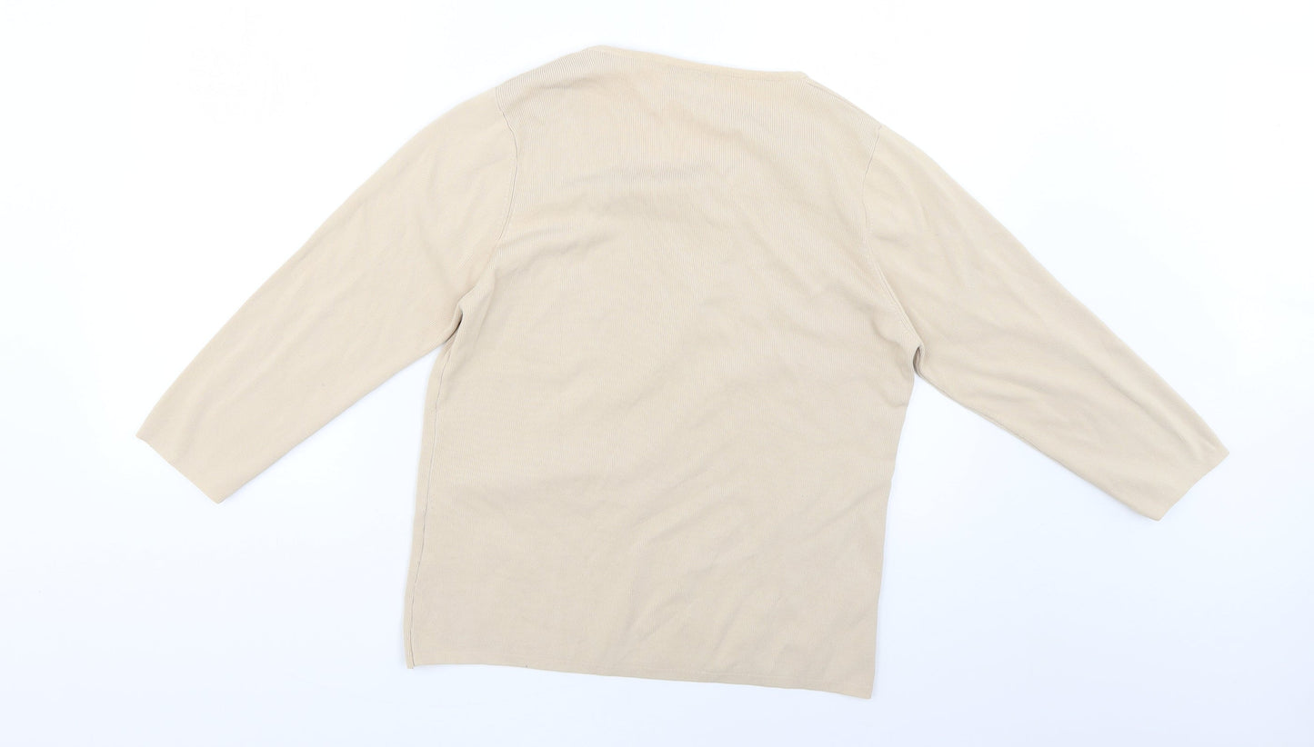fay louise Womens Beige Floral  Pullover Jumper Size L