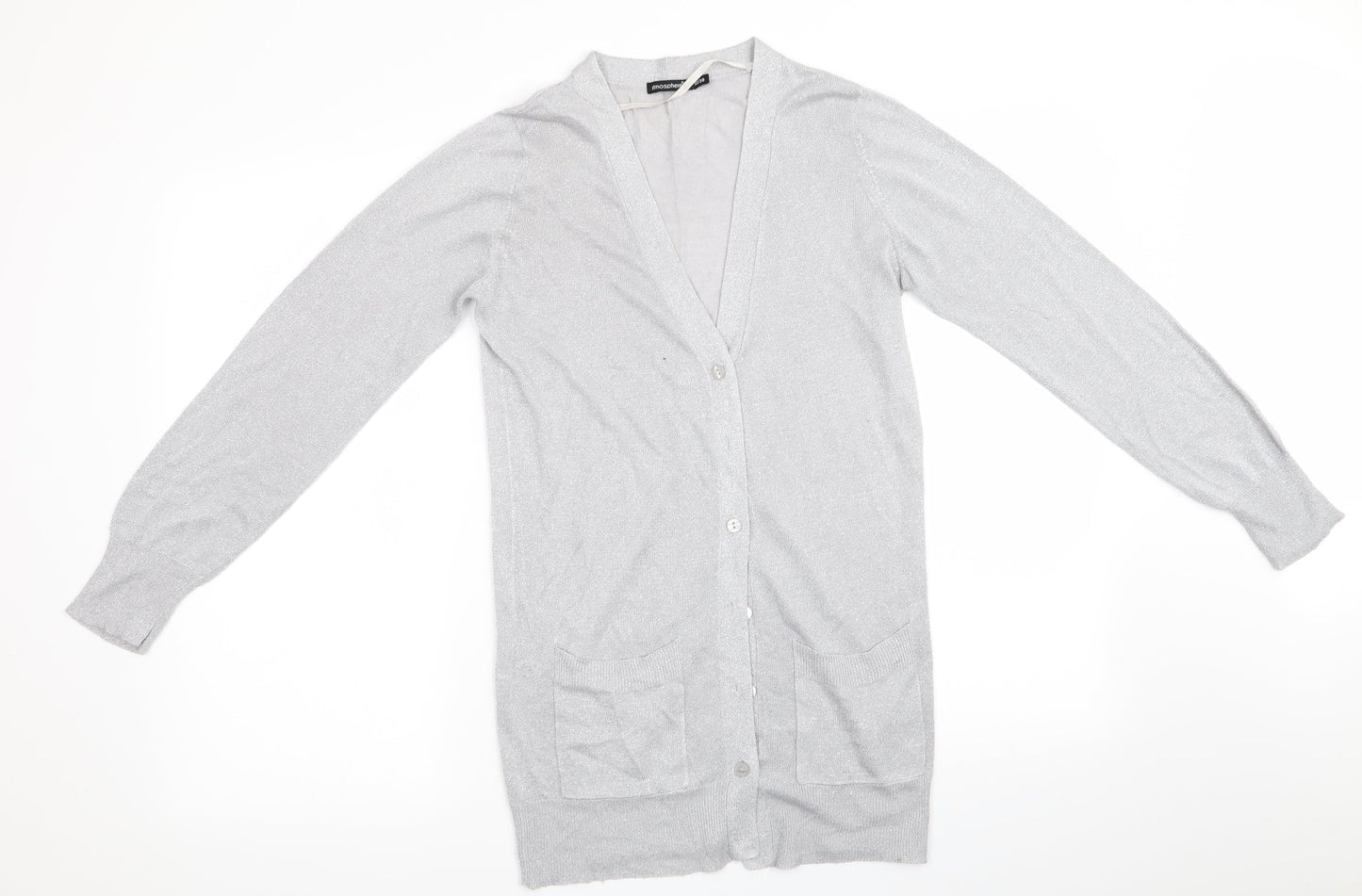 Atmoshpere Womens Silver   Cardigan Jumper Size 10  - Longline Cardigan - Glitter