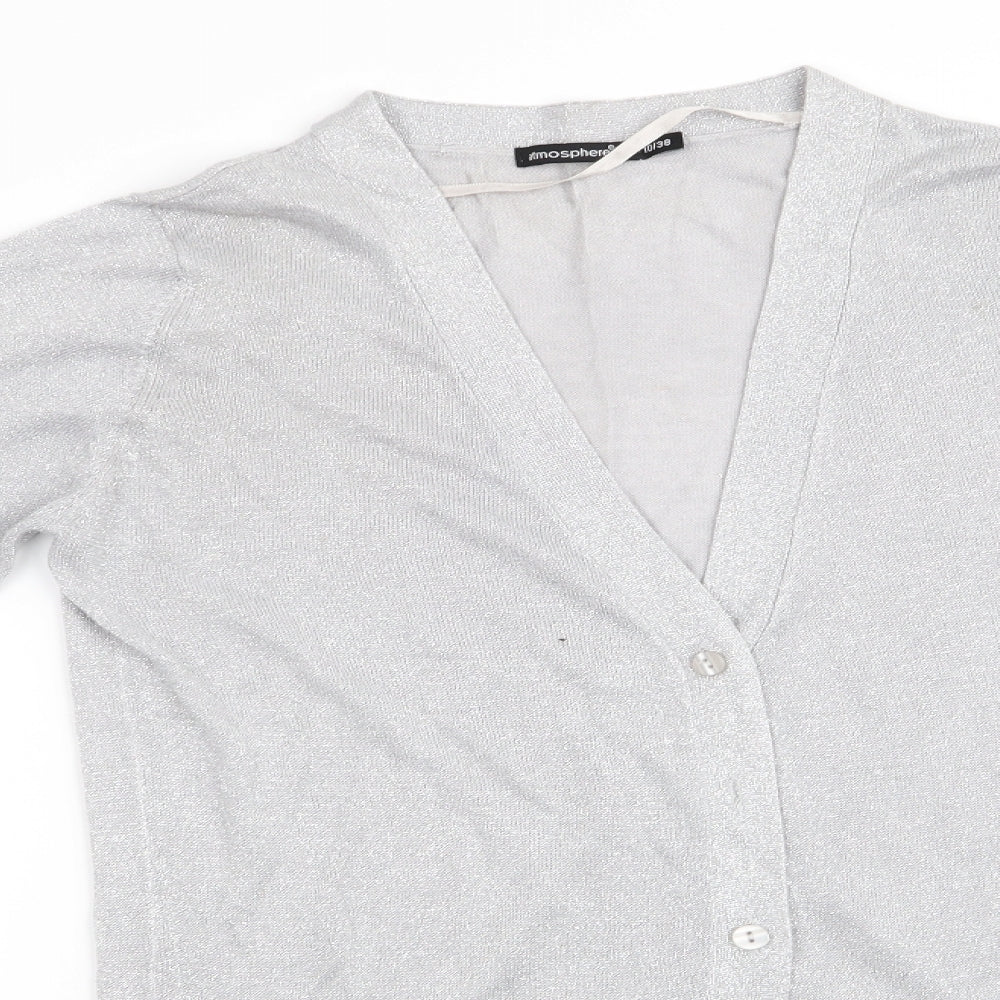Atmoshpere Womens Silver   Cardigan Jumper Size 10  - Longline Cardigan - Glitter