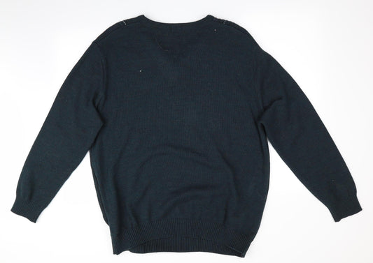 BHS Mens Green Striped  Pullover Jumper Size L