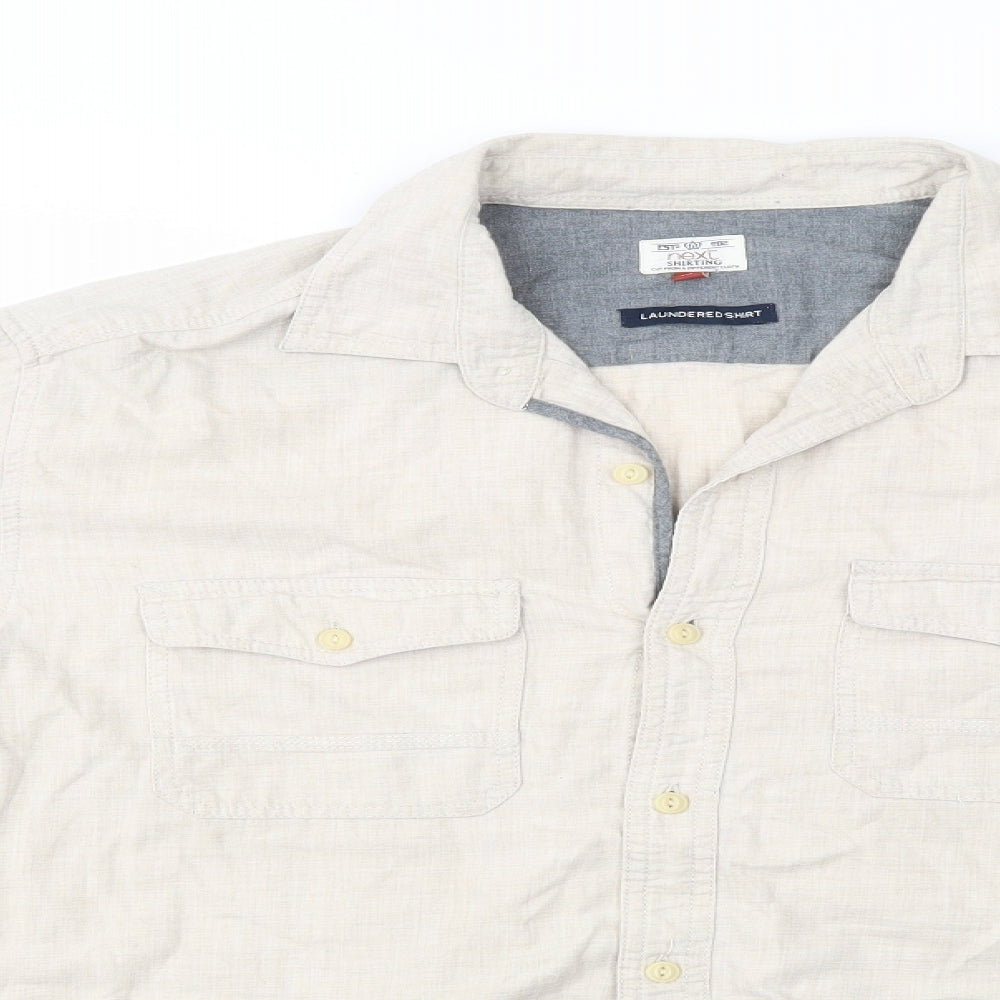 NEXT Mens Beige    Button-Up Size L