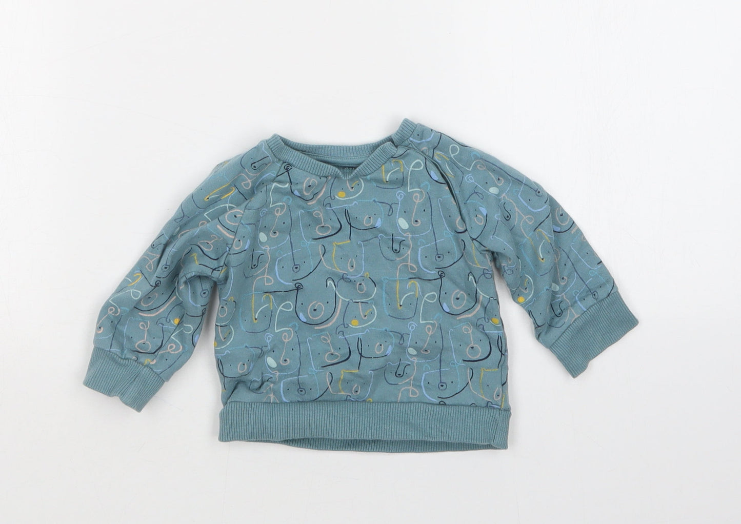 Boots Mini Club Boys Green Animal Print  Pullover Jumper Size 3-6 Months