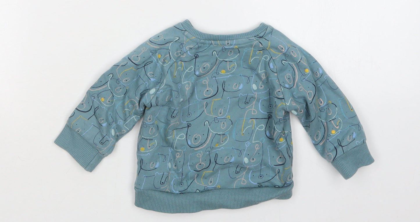 Boots Mini Club Boys Green Animal Print  Pullover Jumper Size 3-6 Months